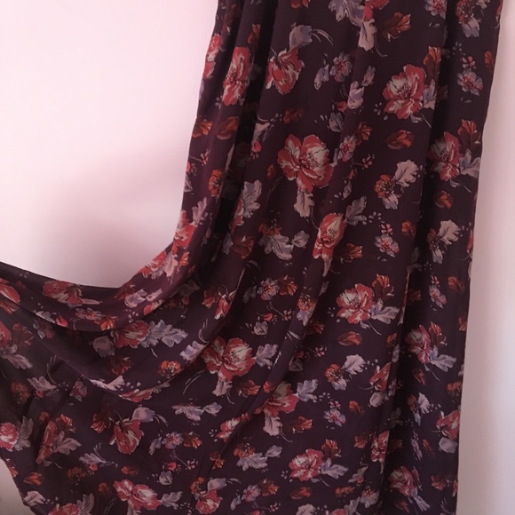 flowy floral maroon wine maxi skirt - Picture 4 of 4